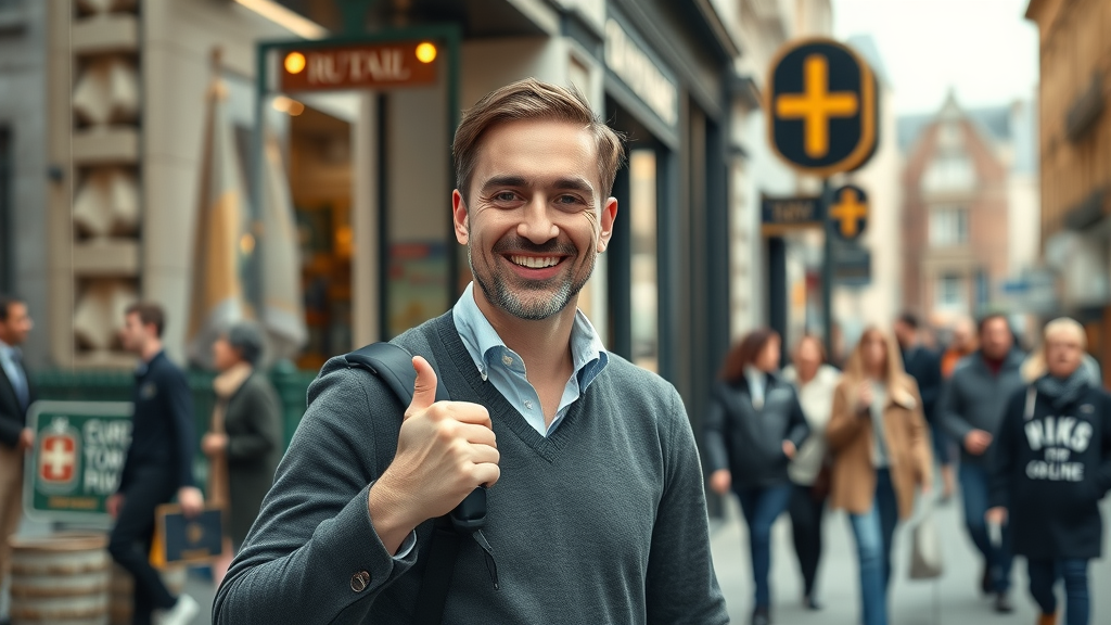 modern London street scene with confident small business owner and classic buildings - list companies in London business directory
