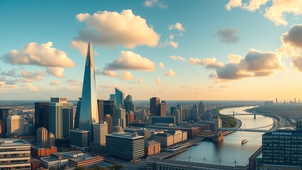 panoramic view of London business districts and buildings listed in city directories