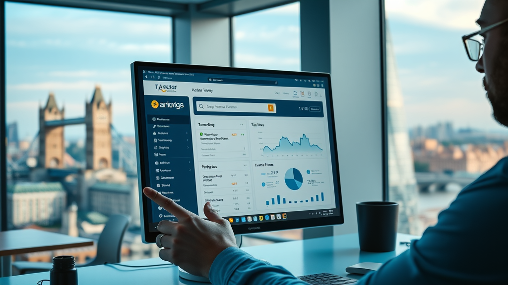 Digital marketing in London: Small business website SEO and analytics with London skyline