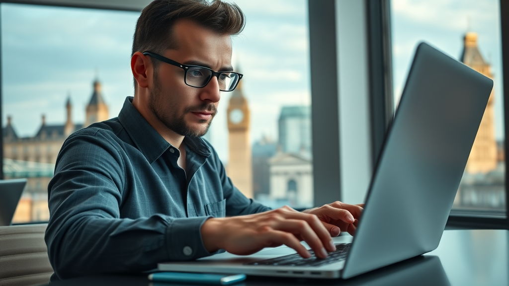 user navigating business directory website on laptop for maximum london business reach