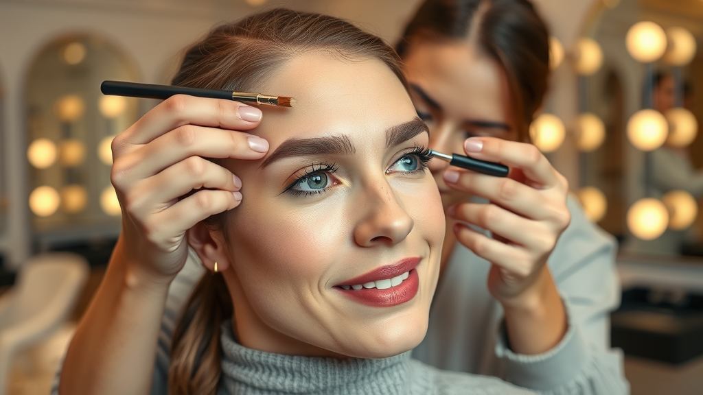 Sophisticated brow shaping and styling session at a London salon, highlighting expert esthetician eye care and beautiful eyebrow results