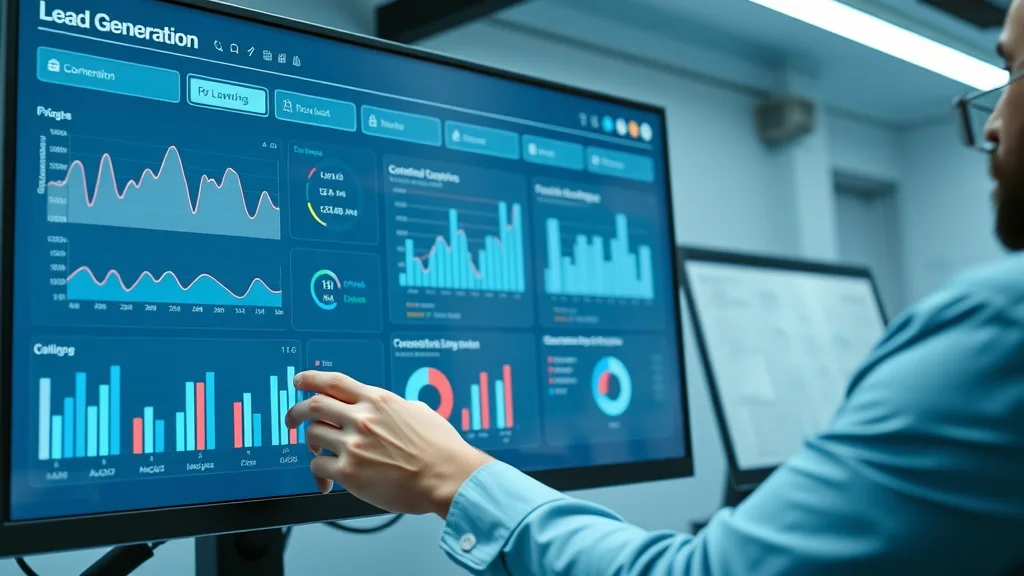 Modern lead generation in digital marketing dashboard showing conversion KPIs and adjusting settings for optimal lead generation