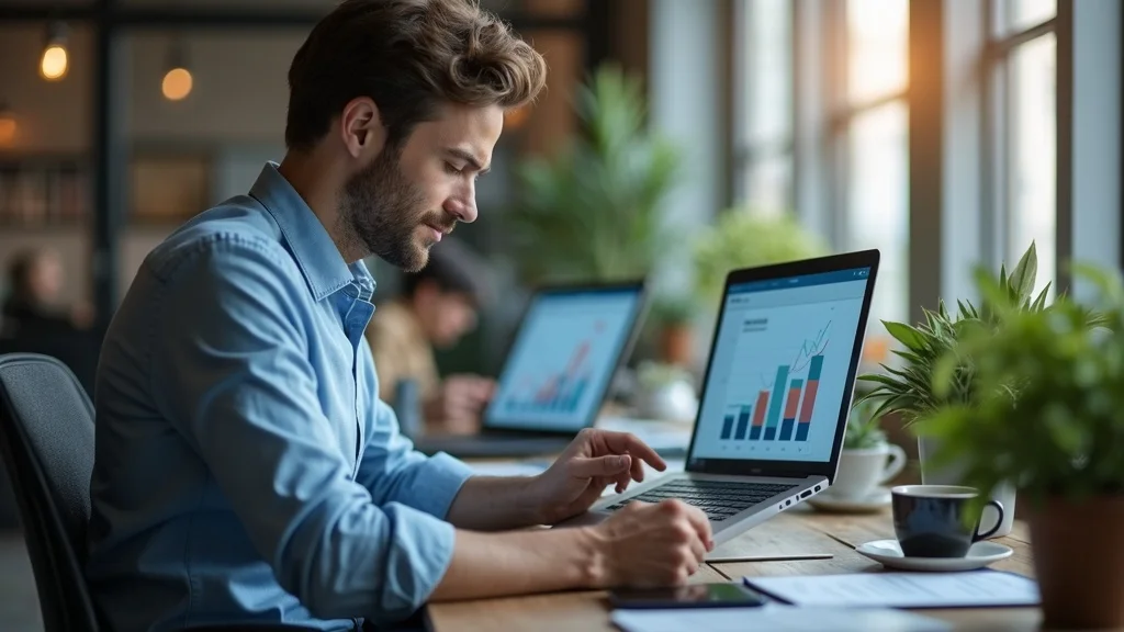 Professional small business owner analysing digital dashboard for paid website traffic for small businesses