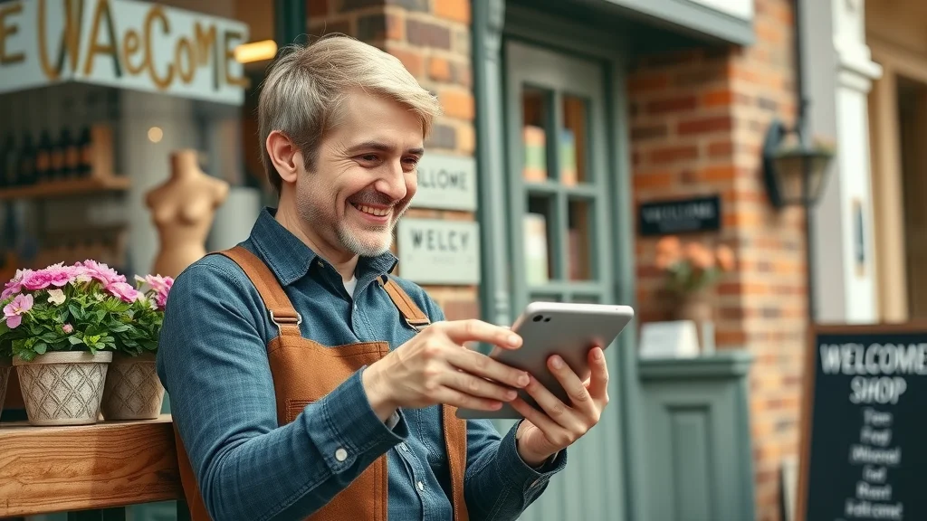 London shop owner responding to customer queries via social media marketing