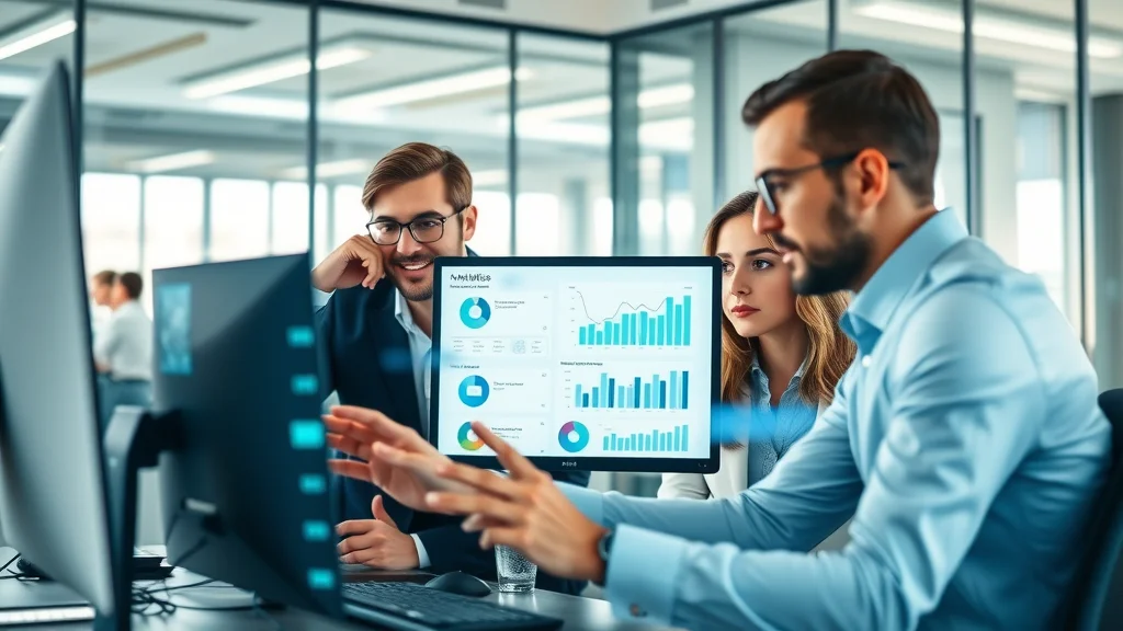 Dynamic business team analyzing website analytics with paid website traffic to get more website visitors