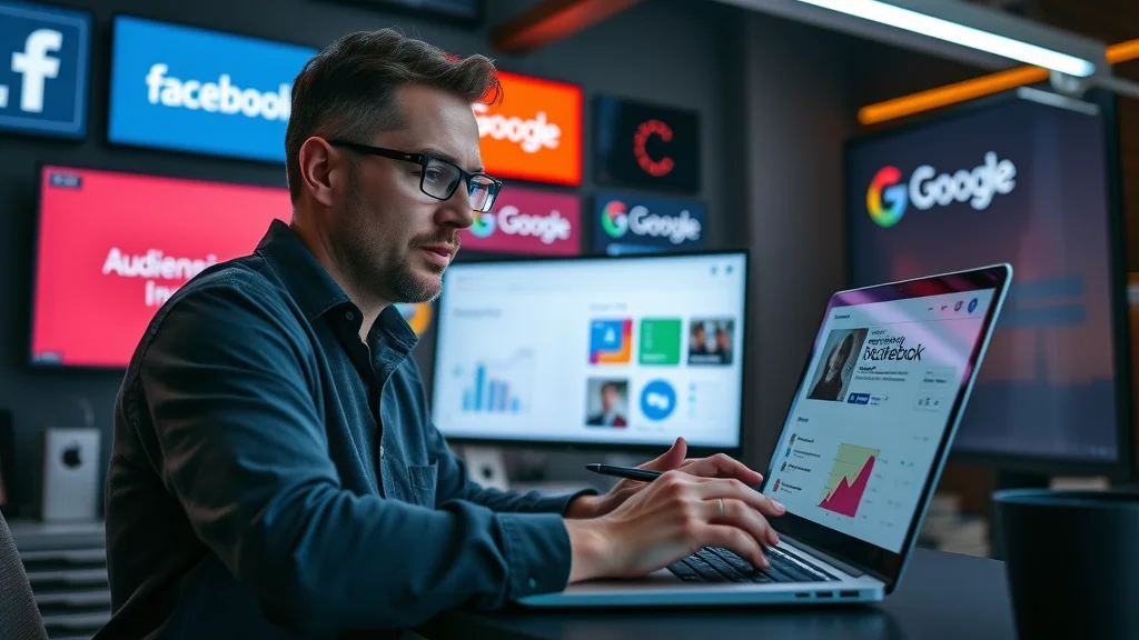 Marketer configuring multichannel campaigns using demographics and interest targeting