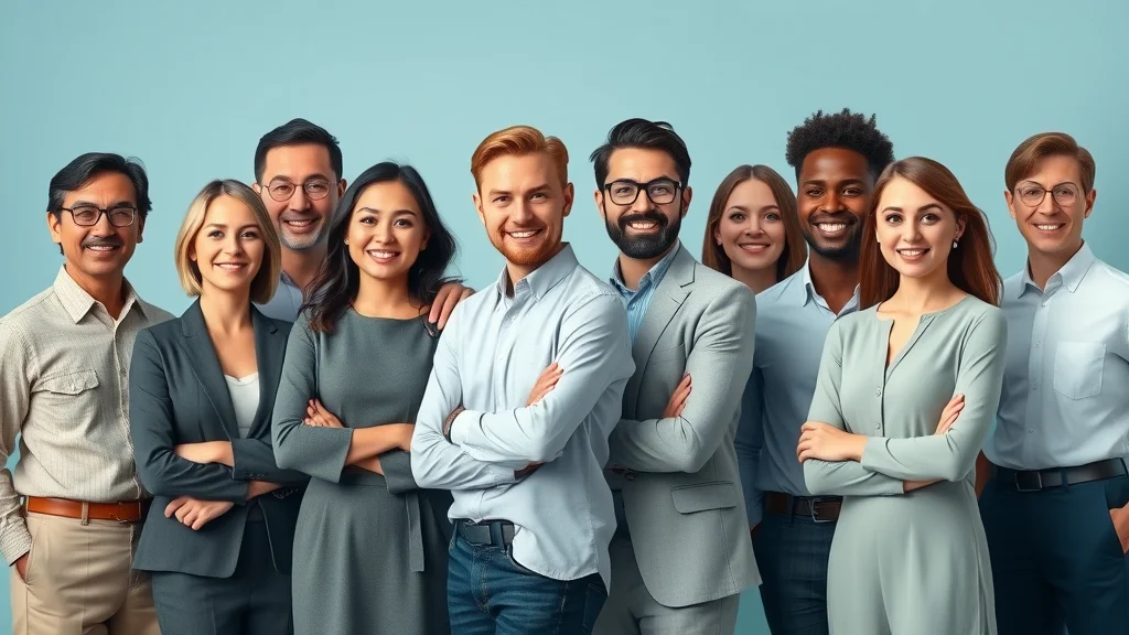 Diverse group of professionals segmented by demographic targeting parameters for display ads