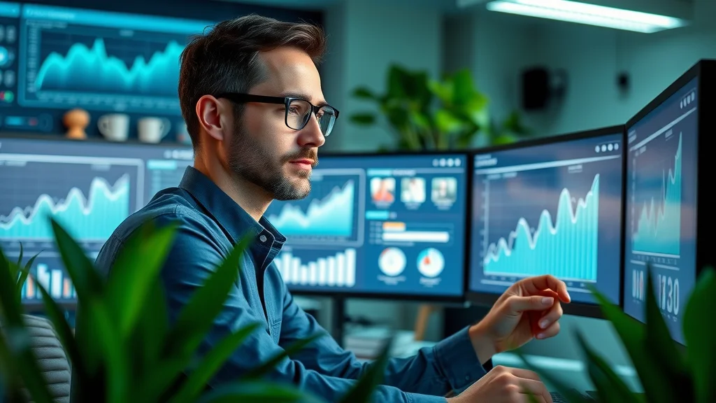 Digital marketing professional analyzing SEO analytics for video performance at a London production company.