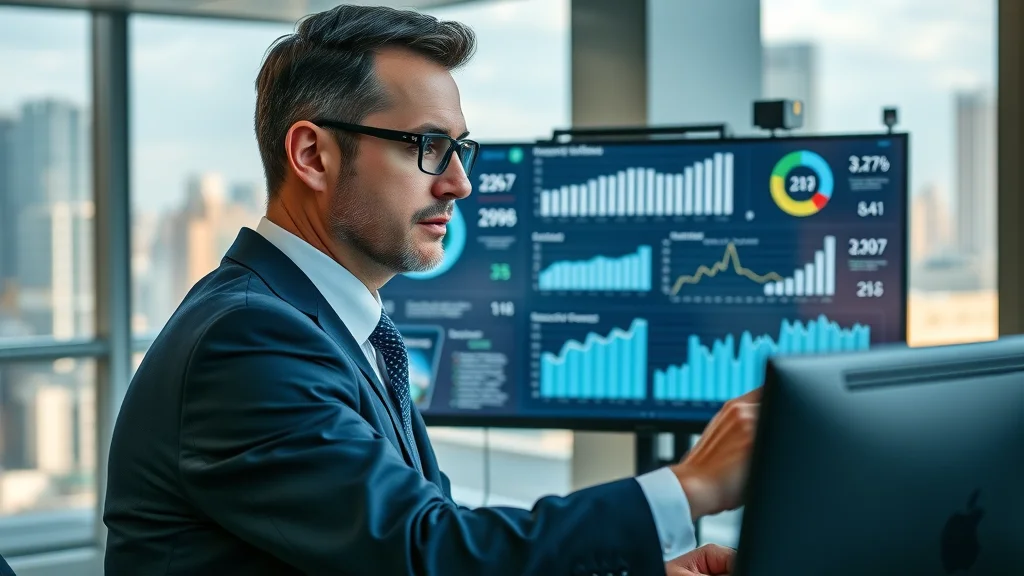 Business professional tracking customer engagement and satisfaction metrics on a digital dashboard following chatbot survey implementation — showcasing improvements in customer feedback collection.