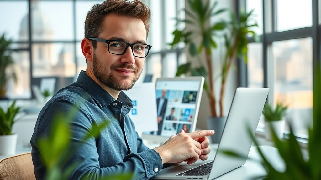 Modern digital business directory open on laptop in London workspace promoting chamber of commerce and digital visibility
