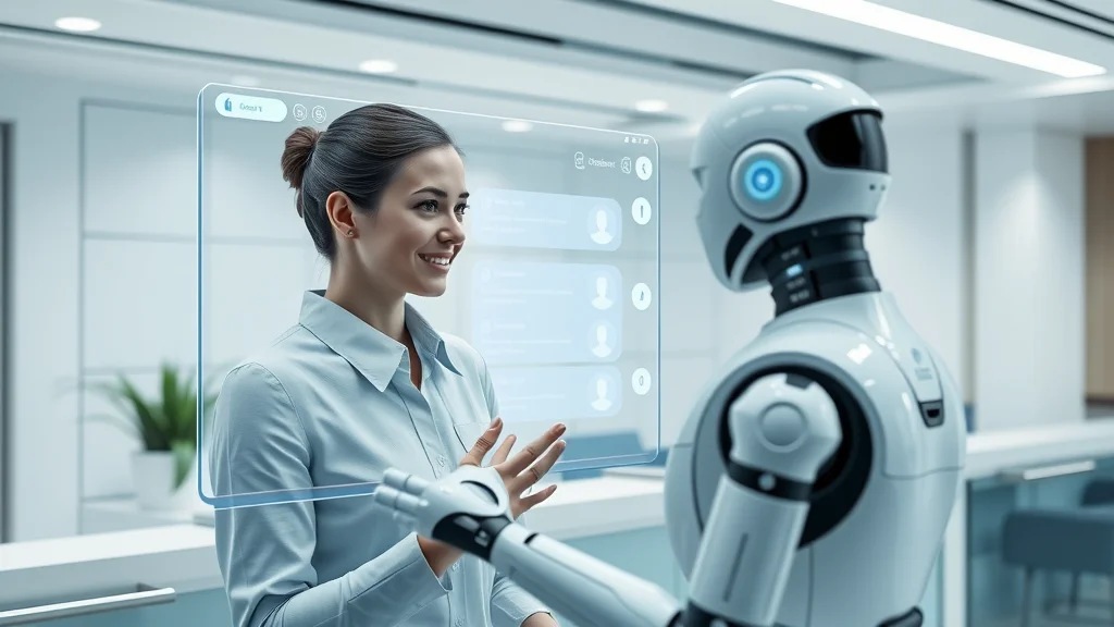 Professional digital avatar representing an AI virtual receptionist and chatbot working seamlessly together for business customer service and feedback collection.