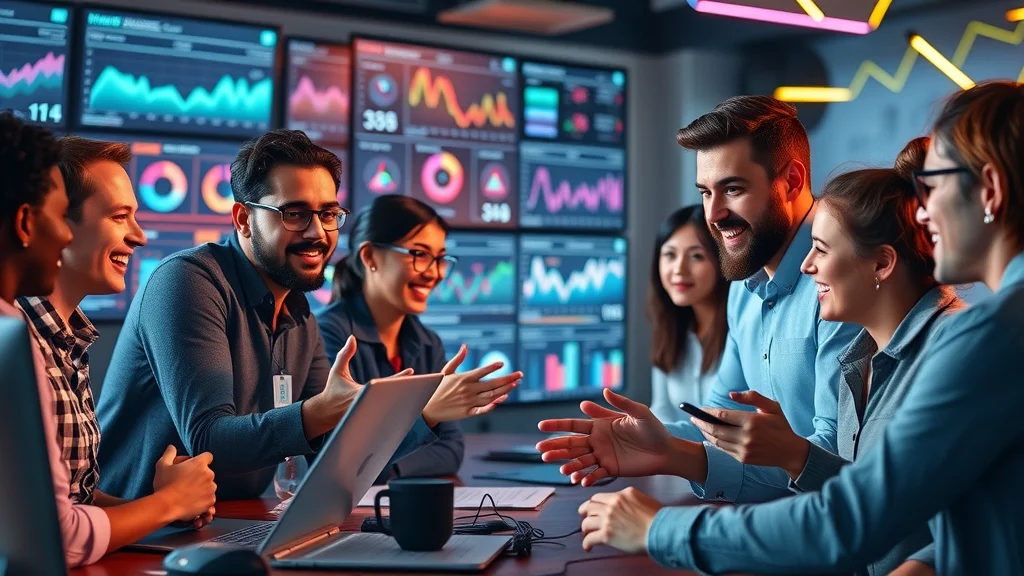 Digital marketing agency team enhancing chamber member business visibility online in London – Social media, video marketing, analytics screens in modern workspace