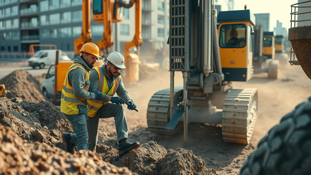 Keller Group foundation engineers operating machinery on a deep foundation site in urban London