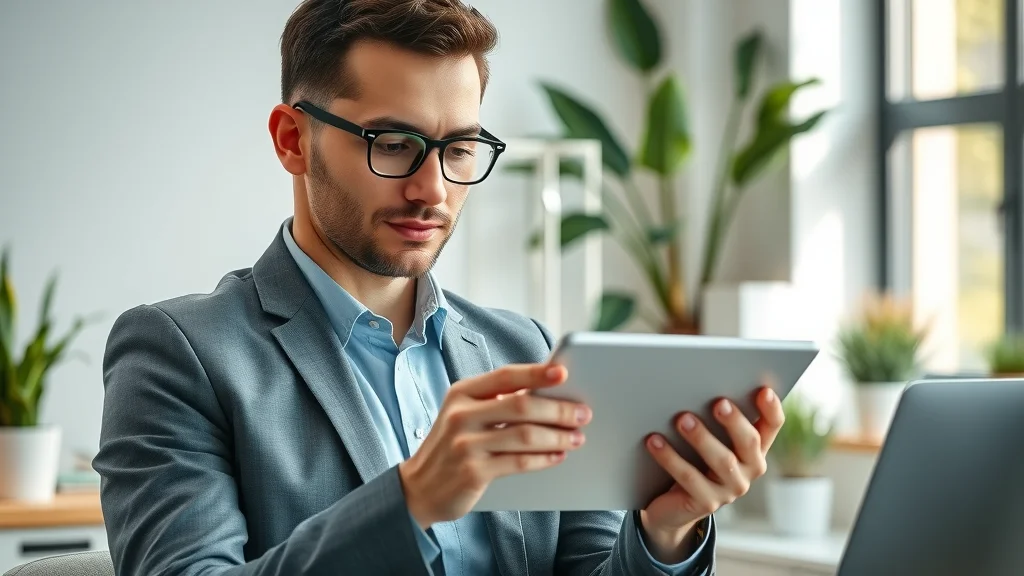 Efficient project manager reviewing automated task updates on a sleek tablet using project management automation tools
