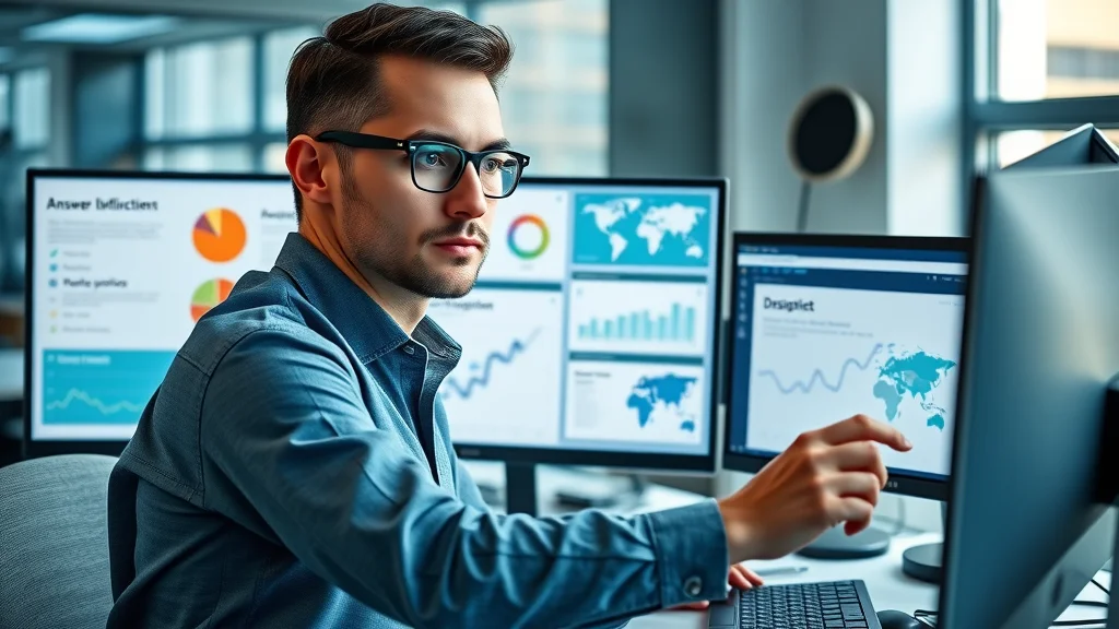 Digital marketer using the best answer engine optimisation and AI monitoring tools in a modern workspace