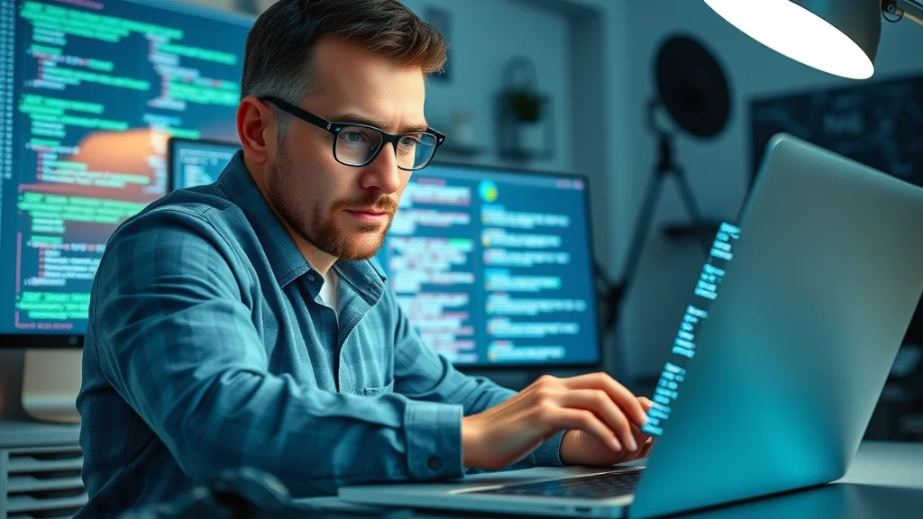 Digital marketer applying schema markup to enhance structured data for answer engine optimisation on a laptop
